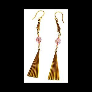 Hollywood Chic Long Earrings - Iridescent Rose European Crystals